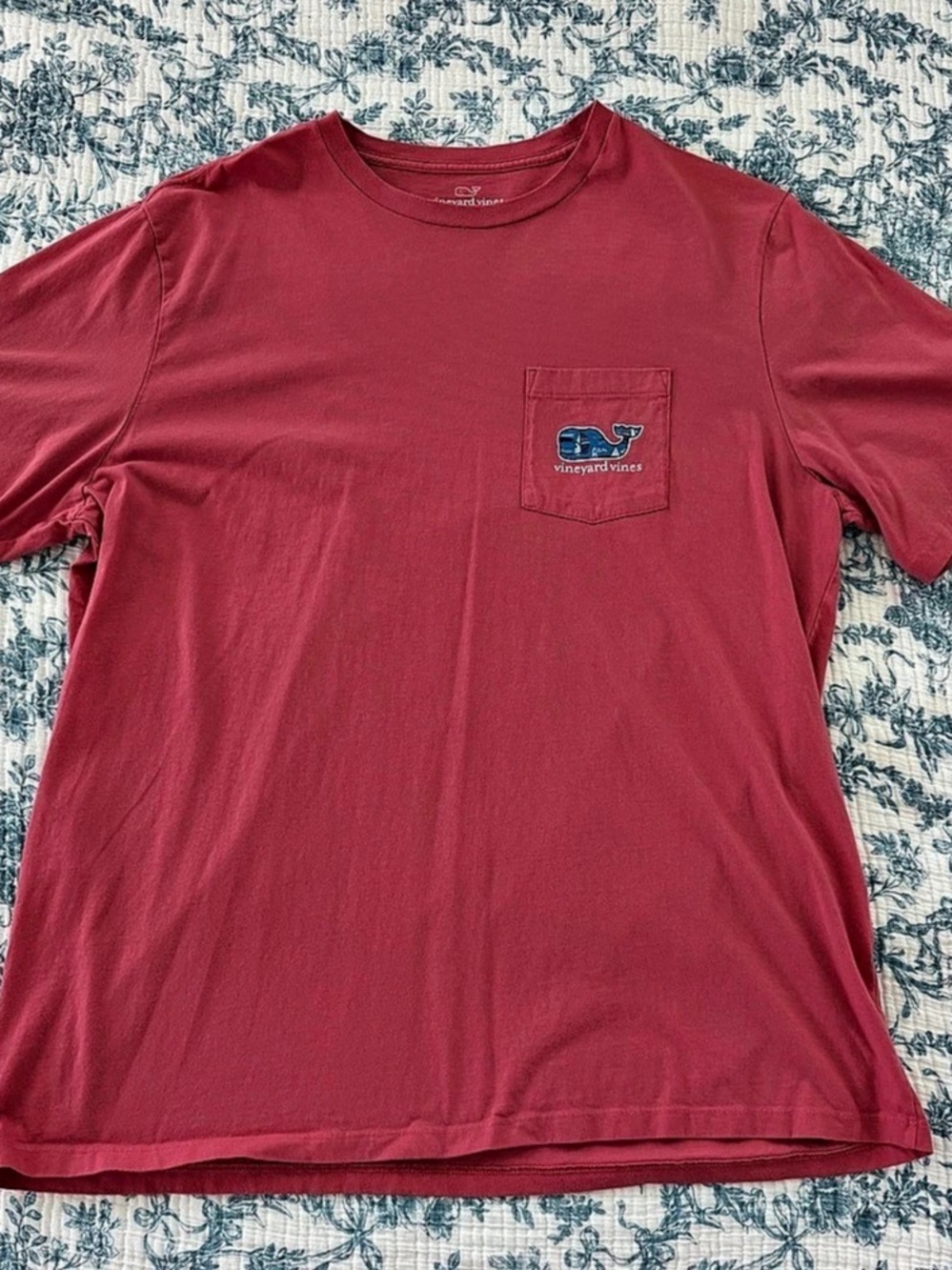 vineyard vines Whale Graphic Pocket T-Shirt Men's Cotton Red XL